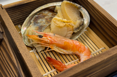 アワビ入り温泉蒸し